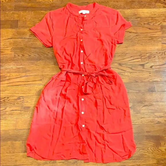 LOFT Dresses & Skirts - Red Loft Button Down Dress